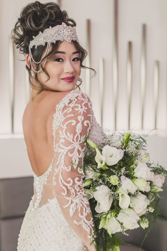 Dark Brown Twisted Updo With Headpiece — Trendy Formal Hair