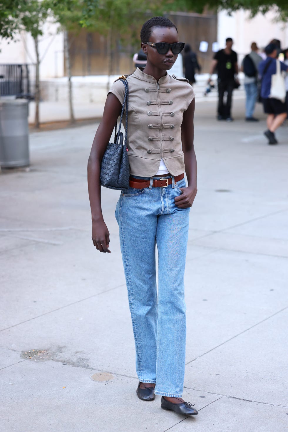 Military-Style Vest Over White T-shirt — Trendy French Style