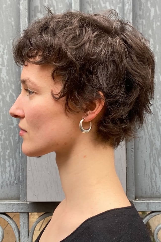 Short Tousled Pixie With Curly Texture — Trendy Frizzy Hair
