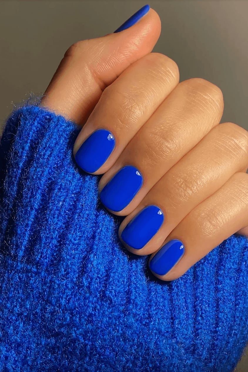 Vibrant Electric Blue Short Square Nails Vibrant Electric Blue Short Square Nails — Trendy Gel Nails Polish