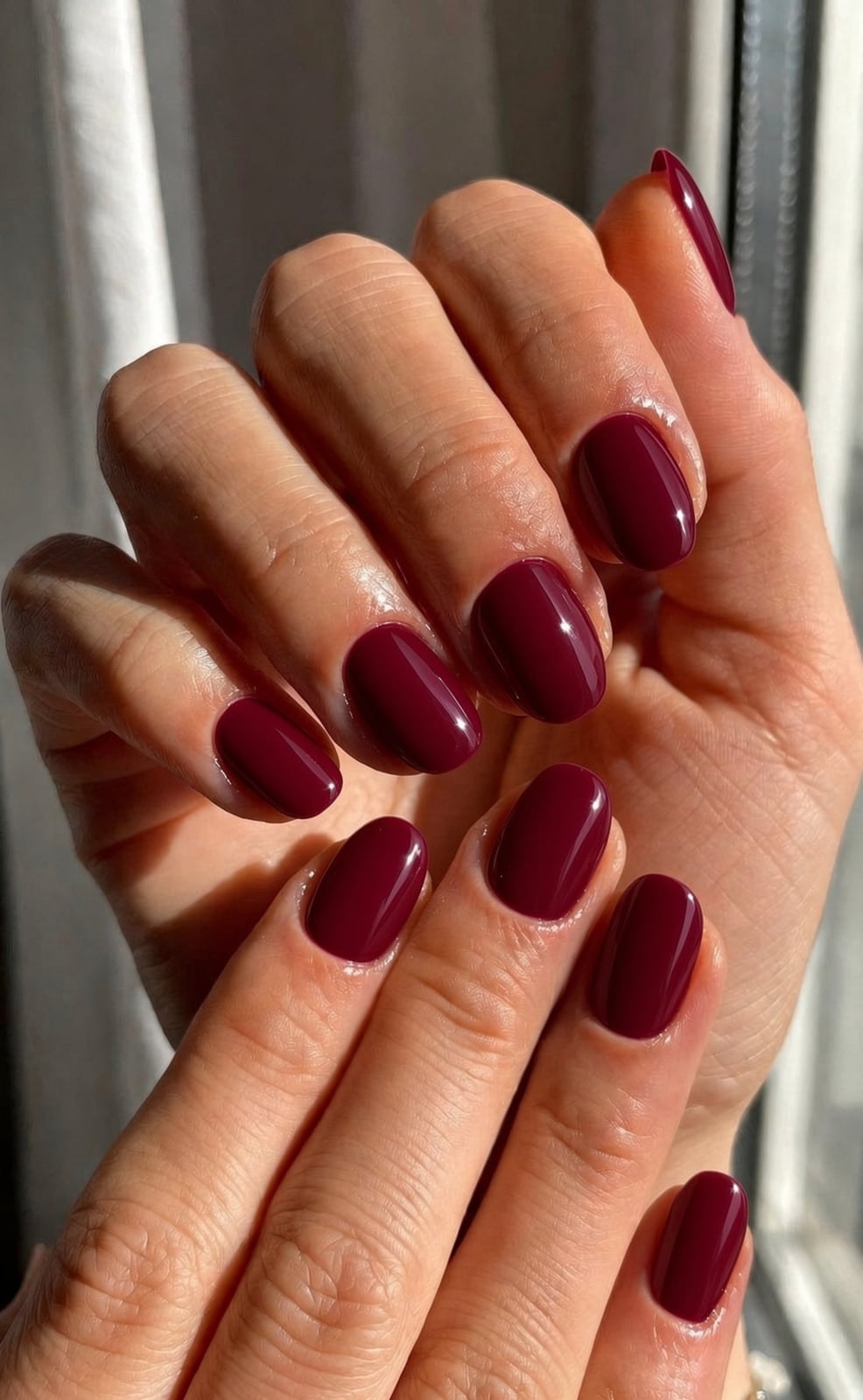 Deep Berry Red Short Oval Nails Deep Berry Red Short Oval Nails — Trendy Gel Nails Polish