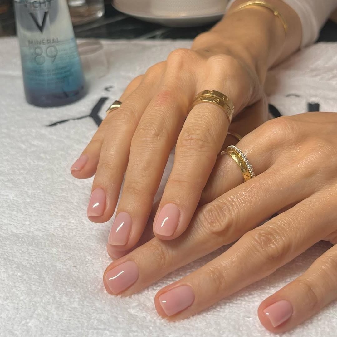 Subtle Shimmer Milky Pink Short Natural Nails Subtle Shimmer Milky Pink Short Natural Nails — Trendy Gel Nails Polish