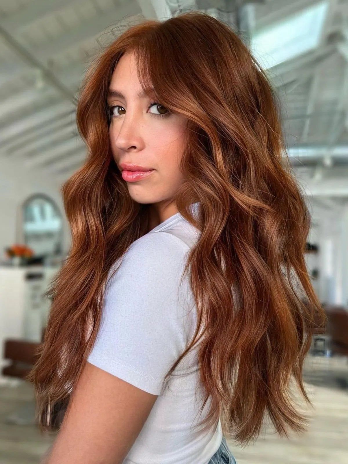 Mid-Back Copper With Soft Layers Mid-Back Copper With Soft Layers — Trendy Ginger Hair Color