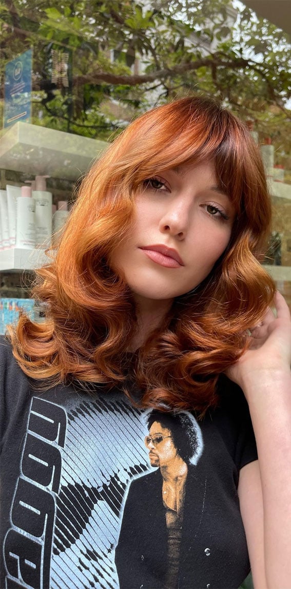 Collarbone Copper With Lighter Highlights Collarbone Copper With Lighter Highlights — Trendy Ginger Hair Color