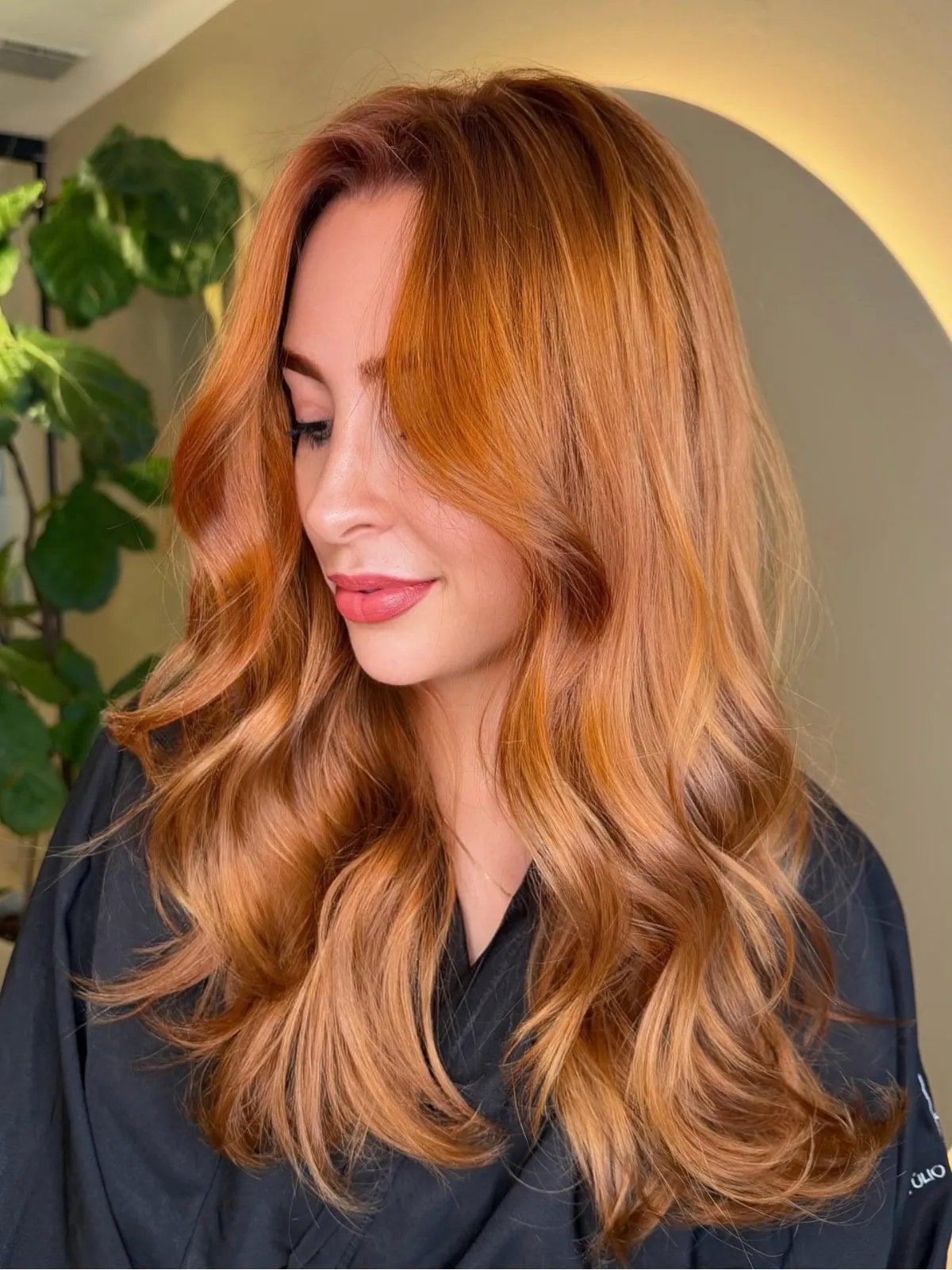 Warm Ginger With Curtain Bangs Warm Ginger With Curtain Bangs — Trendy Ginger Hair Color