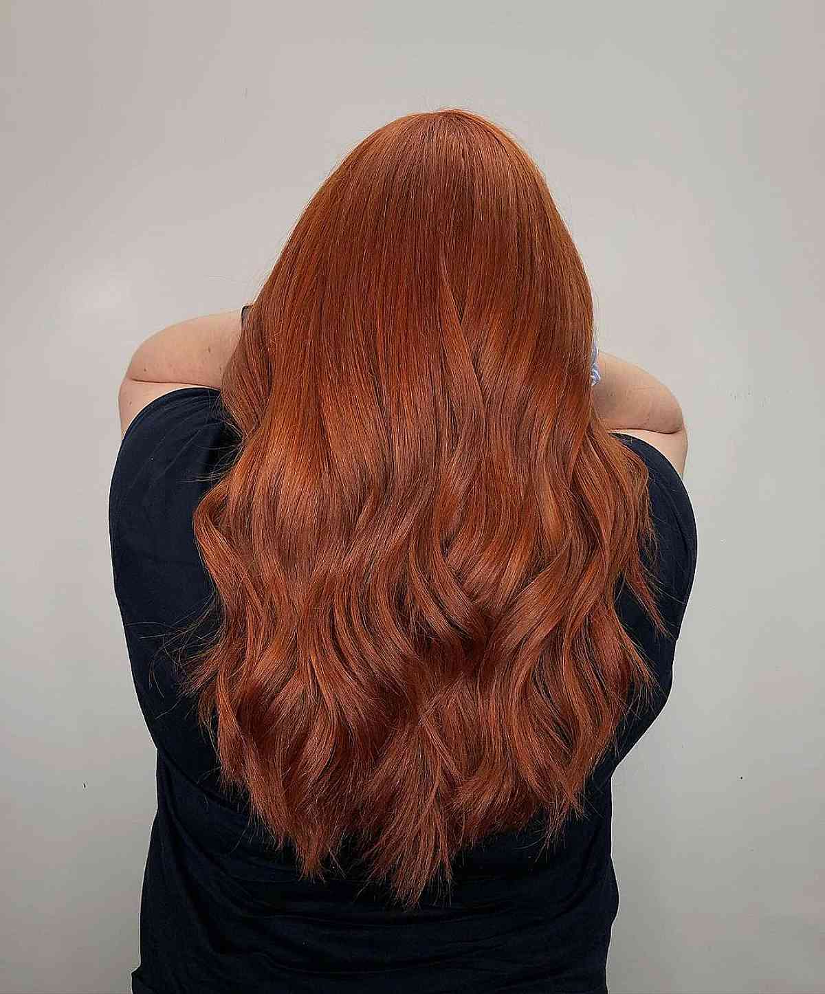 Rich Ginger With Subtle Highlights Back View Rich Ginger With Subtle Highlights Back View — Trendy Ginger Hair Color