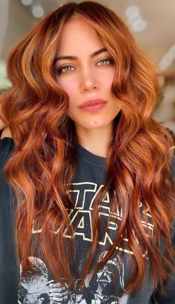 Vibrant Ginger With Soft Curtain Bangs Vibrant Ginger With Soft Curtain Bangs — Trendy Ginger Hair Color