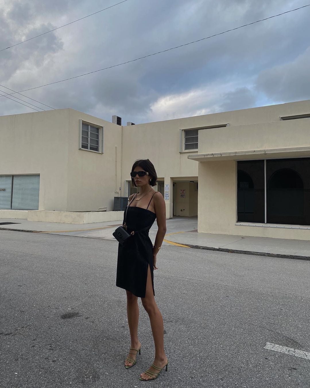 Black Silk Slip Dress With Thigh-High Slit Black Silk Slip Dress With Thigh-High Slit — Trendy Going Out Outfits Night Club