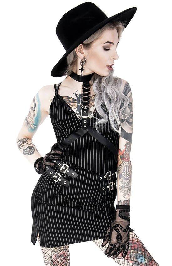Graphic Hoodie with Pleated Mini Skirt and Leg Garters Graphic Hoodie with Pleated Mini Skirt and Leg Garters — Trendy Goth Outfits