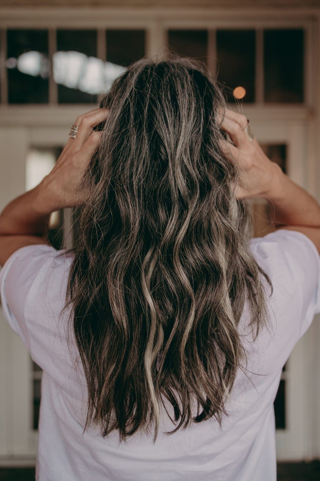 Mid-Back Natural Gray With Lighter Strands Mid-Back Natural Gray With Lighter Strands — Trendy Gray Hair Color