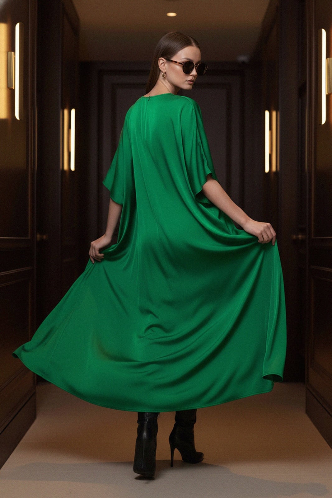 Emerald Green Silk Kaftan Dress Emerald Green Silk Kaftan Dress — Trendy Green Outfits