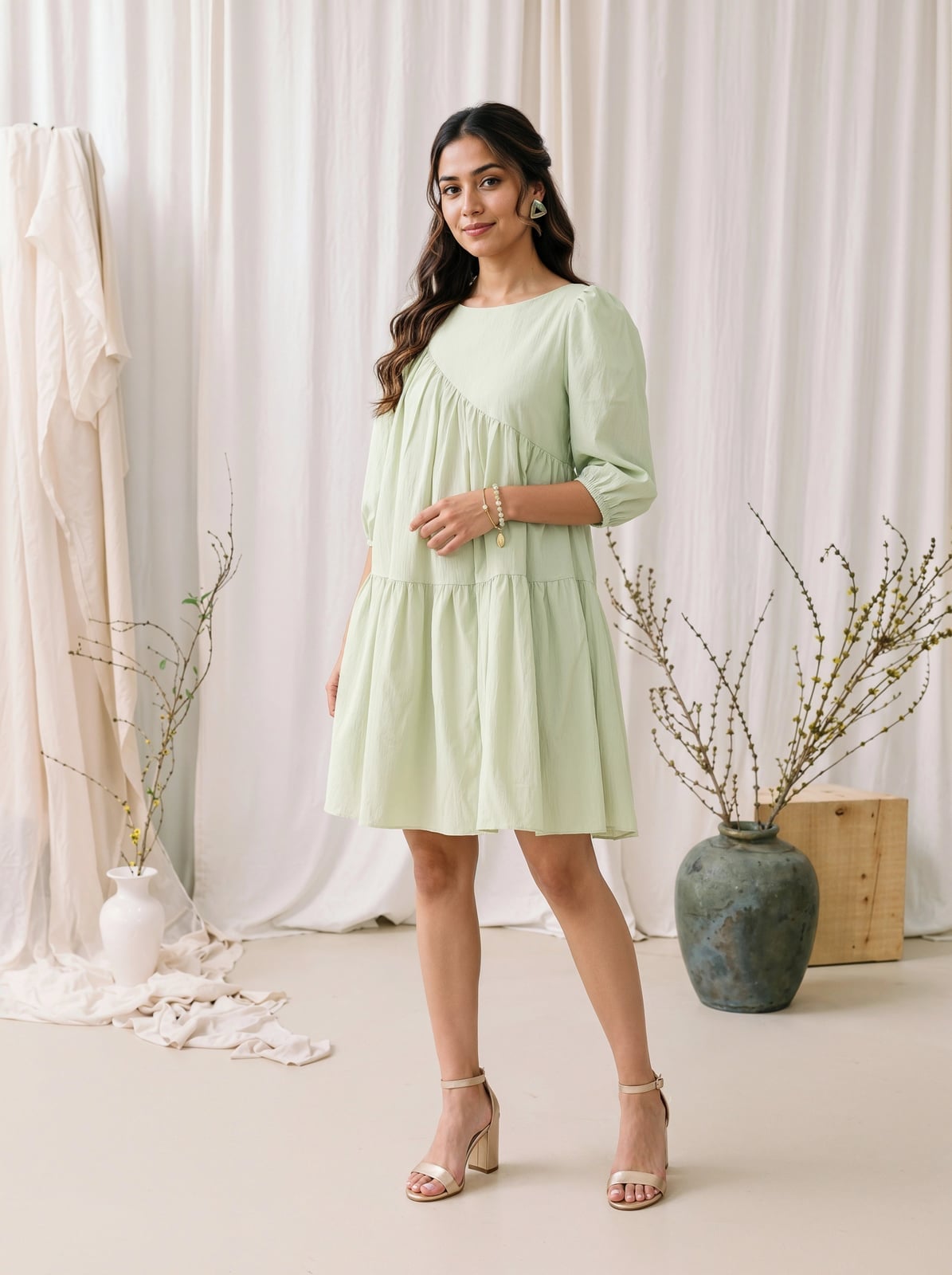 Mint Green Tiered Smock Mini Dress Mint Green Tiered Smock Mini Dress — Trendy Green Outfits