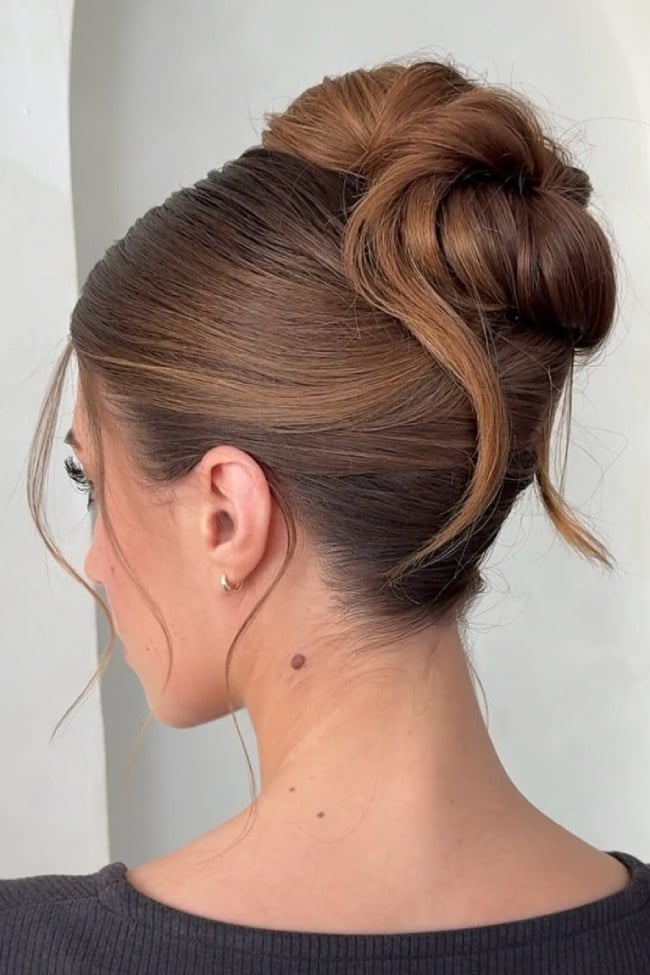 Textured Low Bun With Caramel Highlights — Trendy Hair Up Hairstyles