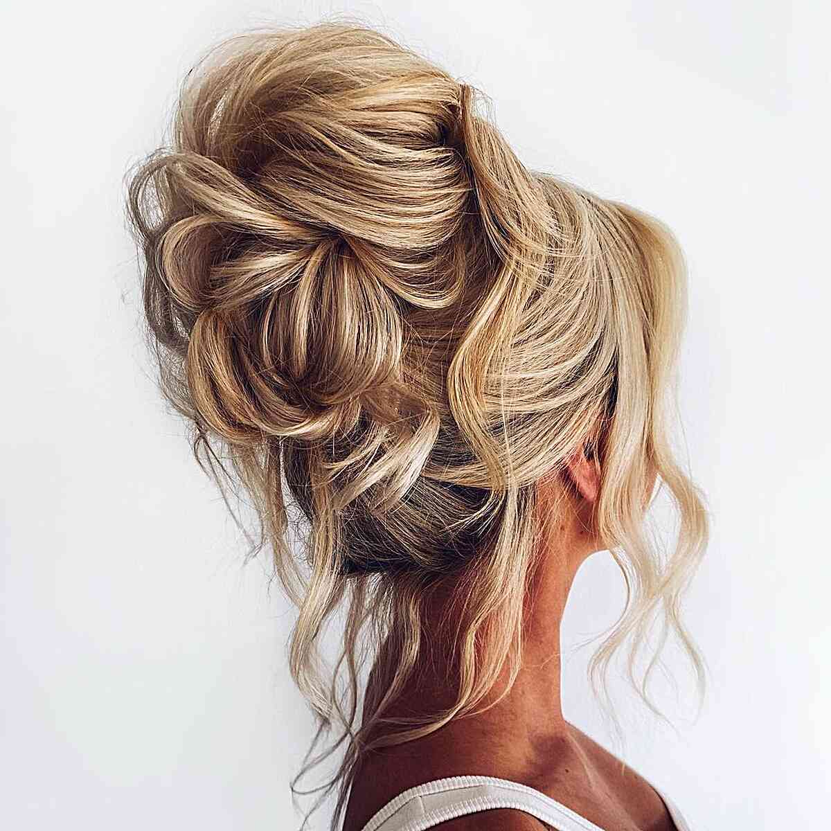 Voluminous Ash Blonde Updo With Soft Waves — Trendy Hair Up Hairstyles