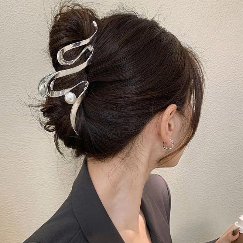 Dark Brown Bun With Silver Snake Clip Dark Brown Bun With Silver Snake Clip — Trendy Hair with Clips