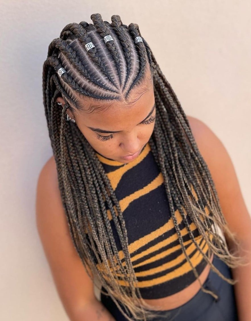 Cornrows with Ombre and Decorative Beads Cornrows with Ombre and Decorative Beads — Trendy Hairstyles for Black Women Braids