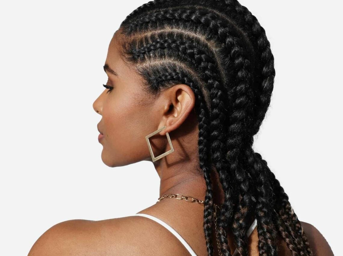 Mid-Back Cornrows with Geometric Pattern Mid-Back Cornrows with Geometric Pattern — Trendy Hairstyles for Black Women Braids