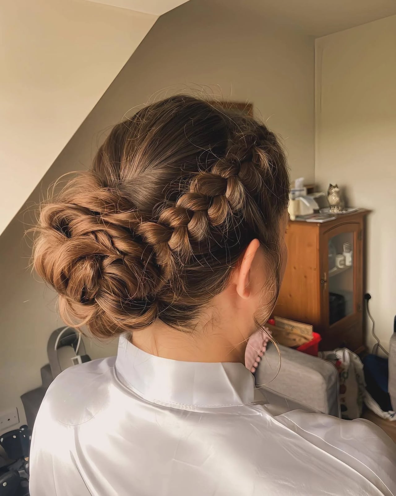 Mid-Back Updo With Braided Sections — Trendy Hairstyles for School