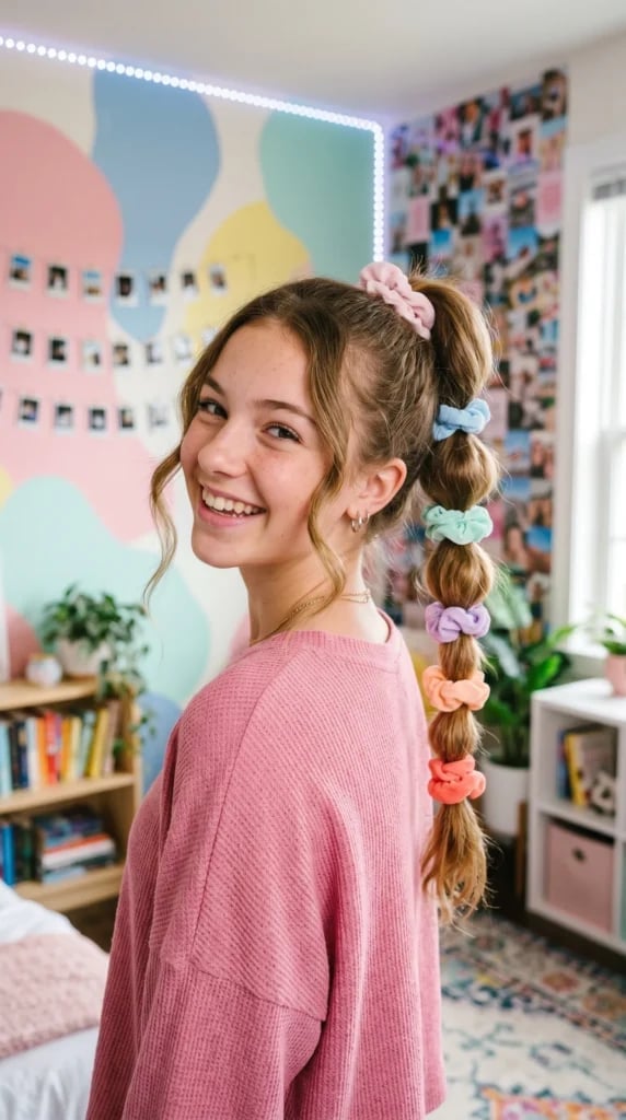 Mid Back Blonde Ponytail With Scrunchies — Trendy Hairstyles for Teens