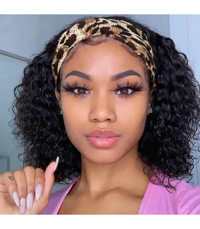 Thick Curly Black Chin Length Bob Thick Curly Black Chin Length Bob — Trendy Headband Wig