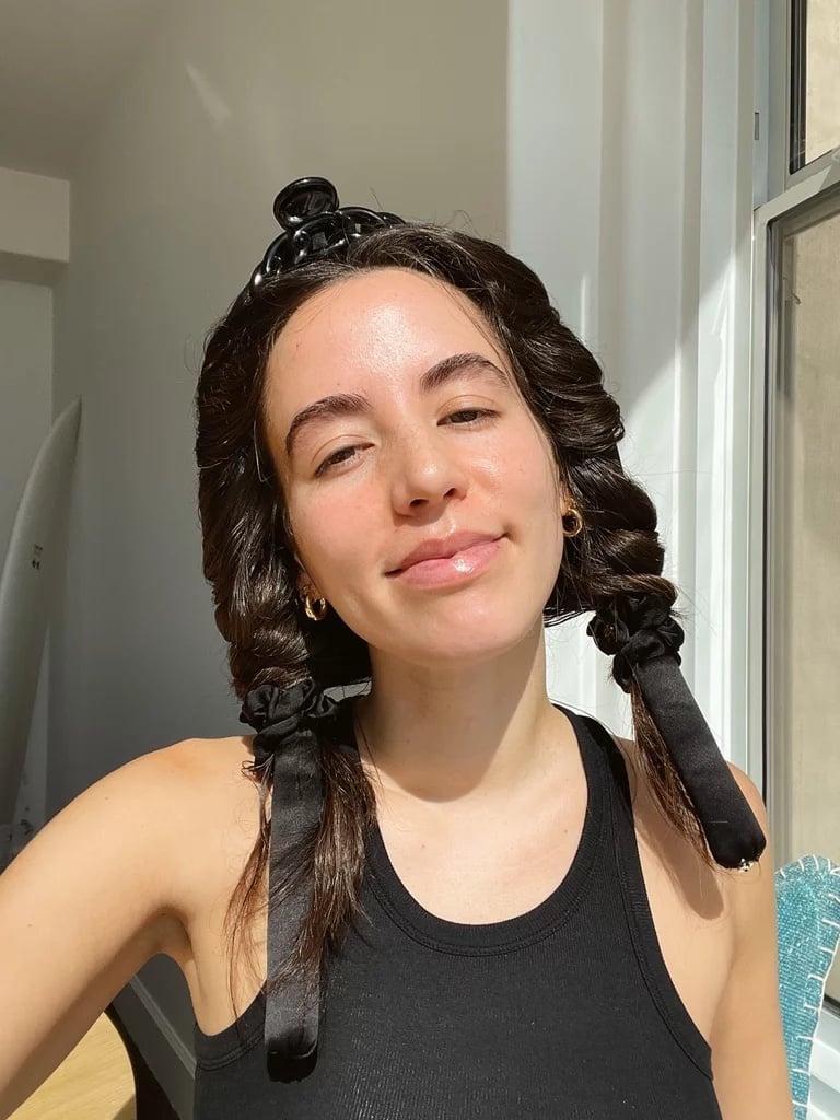 Collarbone Dark Brown Satin Curler Curls — Trendy Heatless Curls