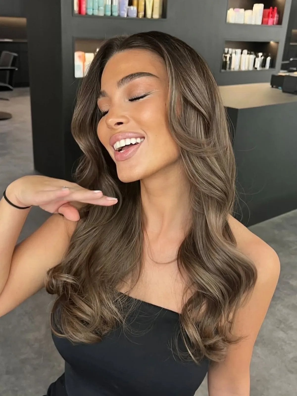 Mid-Back Dark Brown With Subtle Lighter Brown Highlights — Trendy Highlights Hair