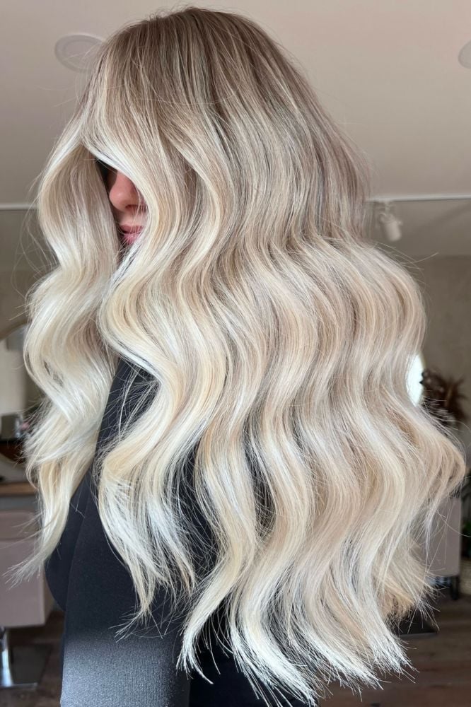 Mid-Back Platinum Blonde With Ash Blonde Highlights — Trendy Highlights Hair