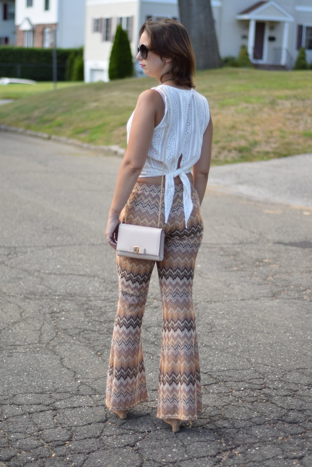 Lace Top with Chevron Flare Pants — Trendy Hippie Outfits