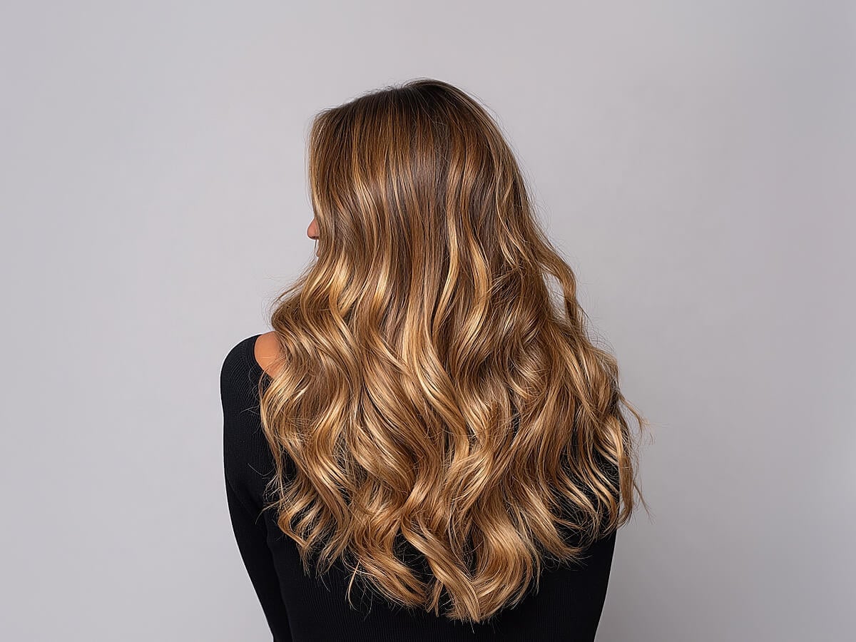 Back View Mid-Back Honey Blonde Balayage Back View Mid-Back Honey Blonde Balayage — Trendy Honey Blonde Balayage