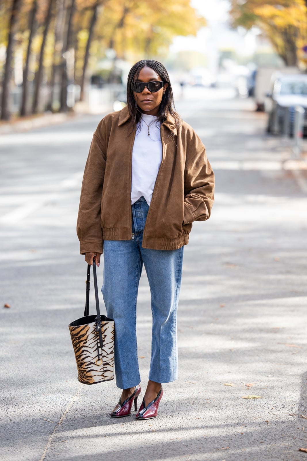 Cropped Straight Leg Jeans with Suede Bomber Jacket Cropped Straight Leg Jeans with Suede Bomber Jacket — Trendy Jeans Outfits