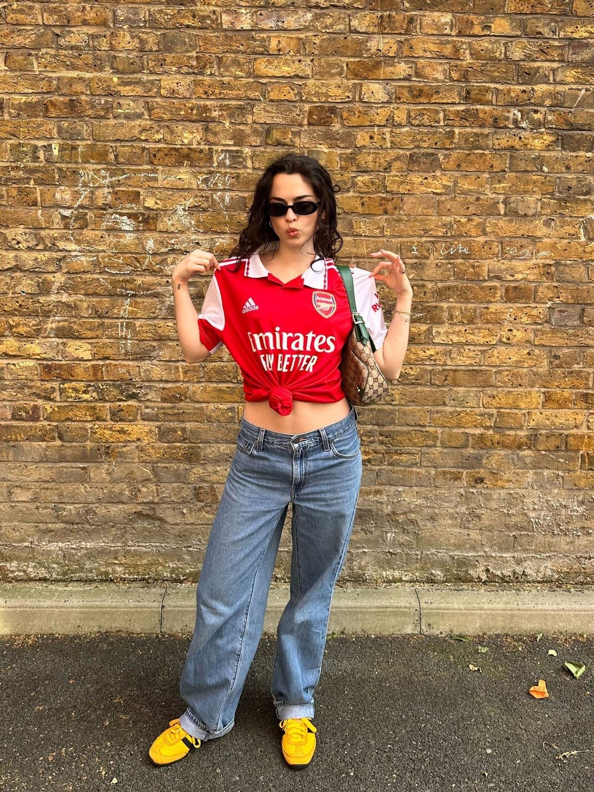 Tied Red Jersey Over White Shirt and Jeans — Trendy Jersey Outfit