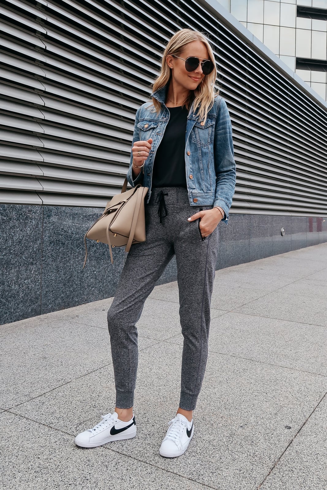 Grey Joggers with Denim Jacket Grey Joggers with Denim Jacket — Trendy Jogging Outfits