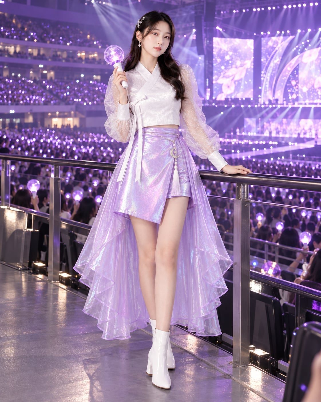 Iridescent High-Low Skirt with Organza Sleeves Iridescent High-Low Skirt with Organza Sleeves — Trendy K-pop Outfits
