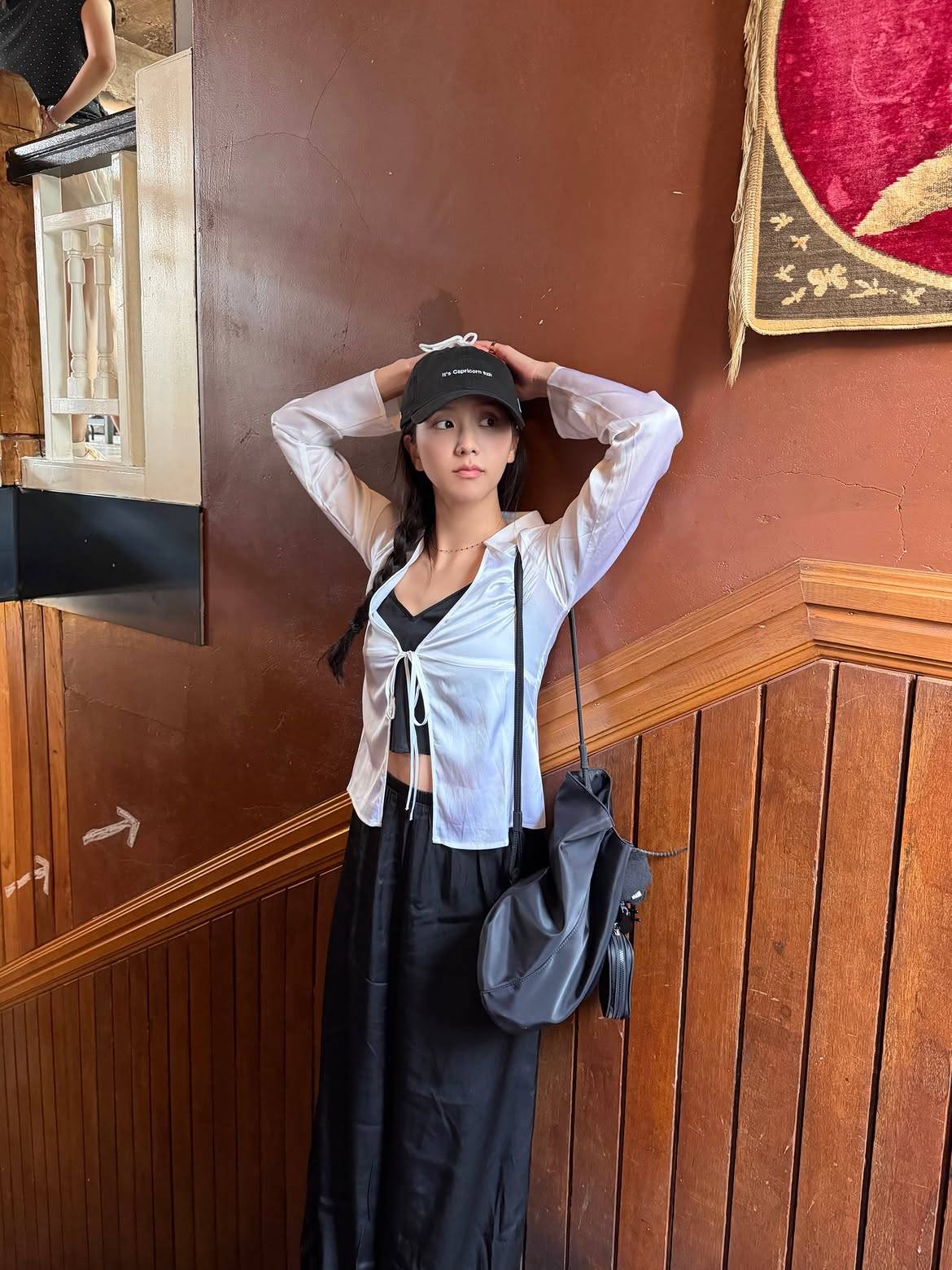 Satin Tie-Front Blouse with Wide-Leg Pants Satin Tie-Front Blouse with Wide-Leg Pants — Trendy K-pop Outfits
