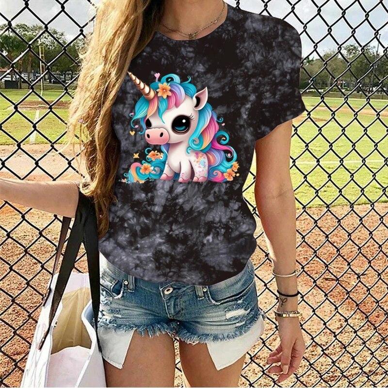 Black Tie-Dye T-Shirt with Unicorn Graphic — Trendy Kawaii Outfits