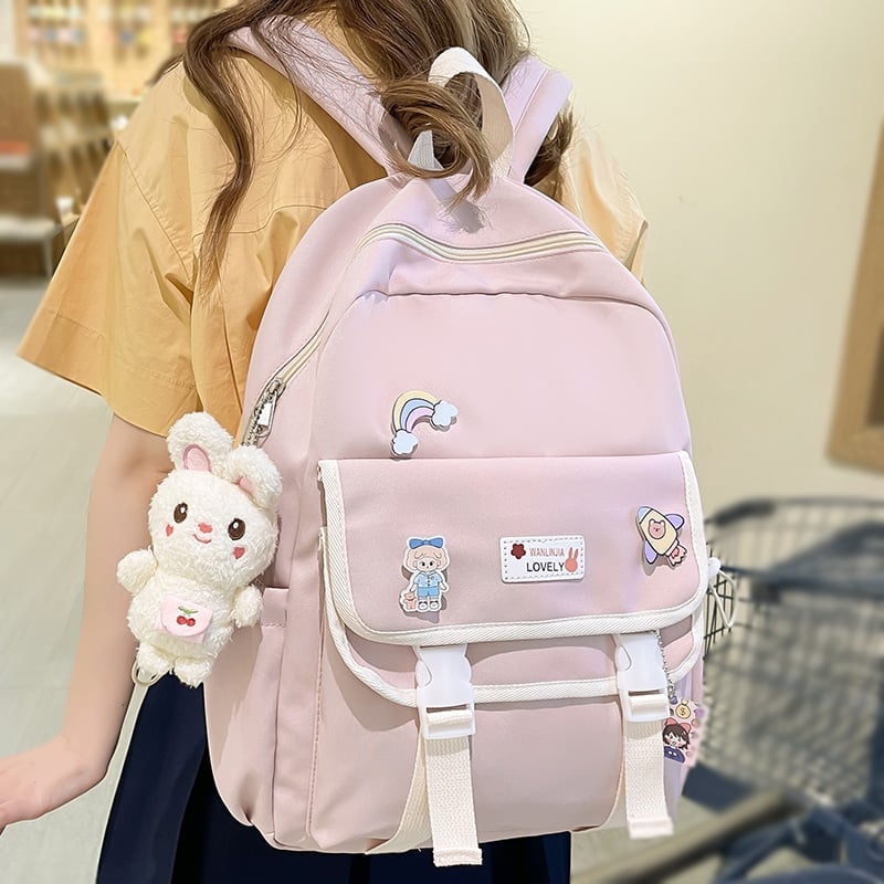 Pink Backpack with Kawaii Charms — Trendy Kawaii Outfits