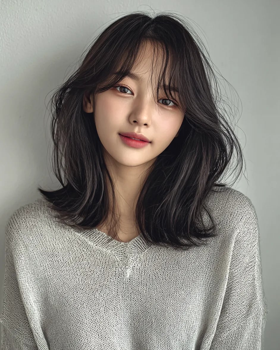Collarbone Cut With Face-Framing Layers — Trendy Korean Hairstyles