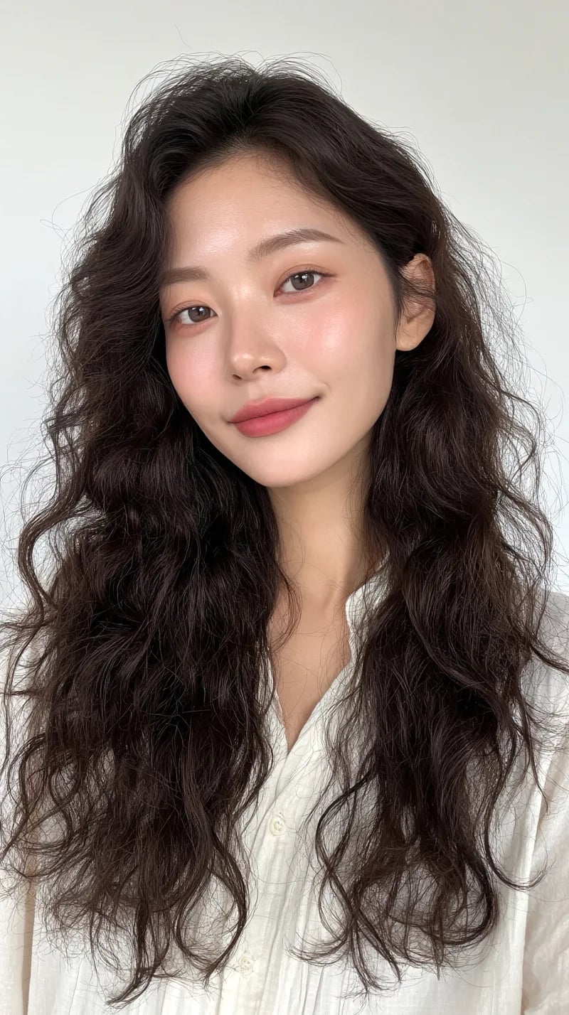 Mid-Back Waves With Subtle Highlights — Trendy Korean Hairstyles