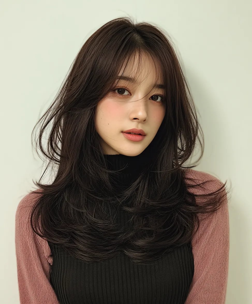 Mid-Back Layers With Voluminous Blowout — Trendy Korean Hairstyles