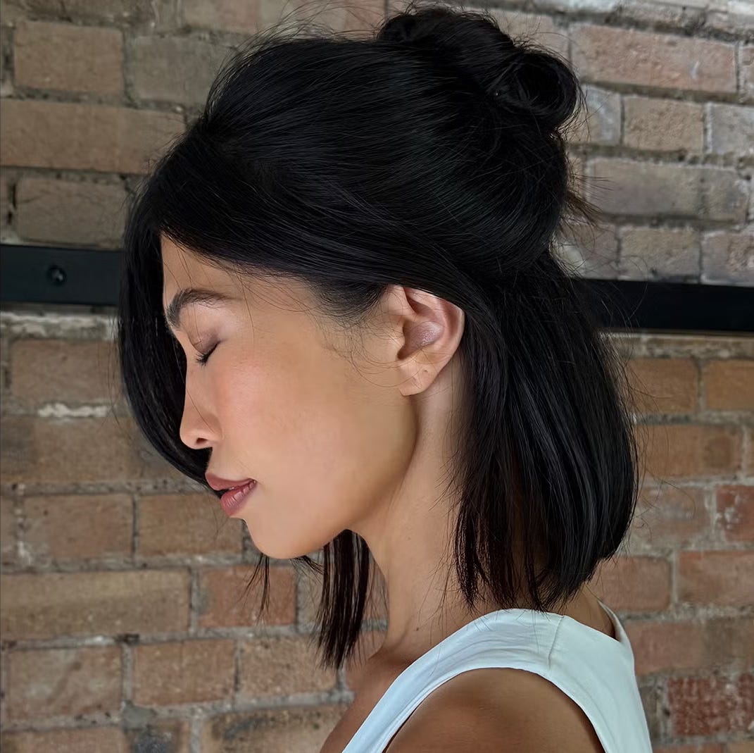 Collarbone Bob Half Up Half Down Bun — Trendy Korean Hairstyles