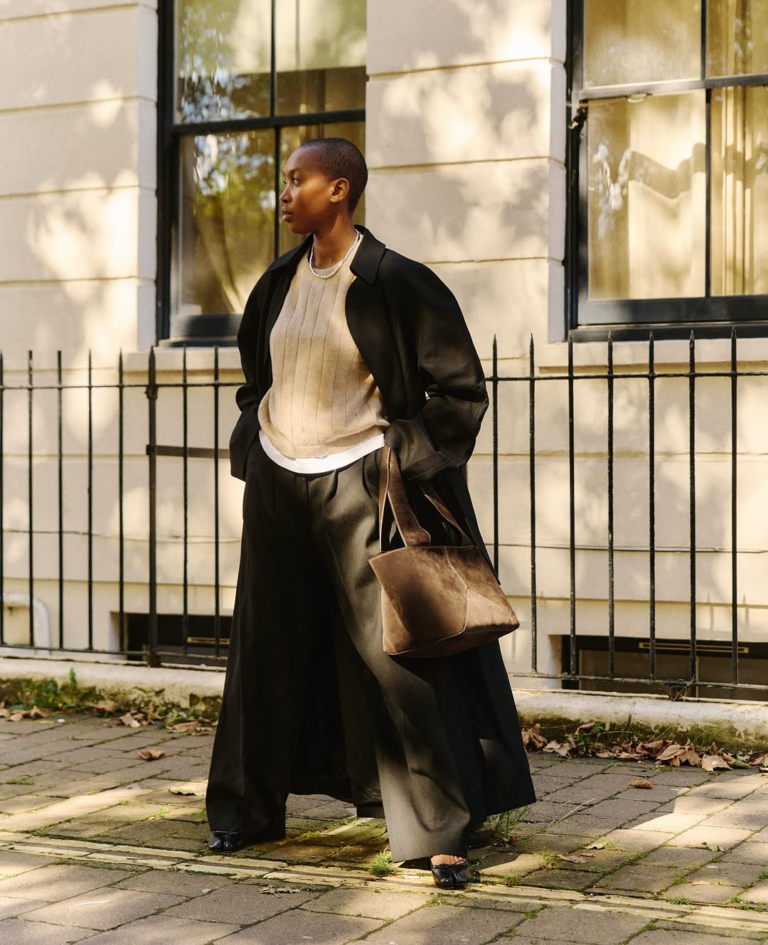 Black Coat With Monochromatic Knit Layering Black Coat With Monochromatic Knit Layering — Trendy Layering Outfits