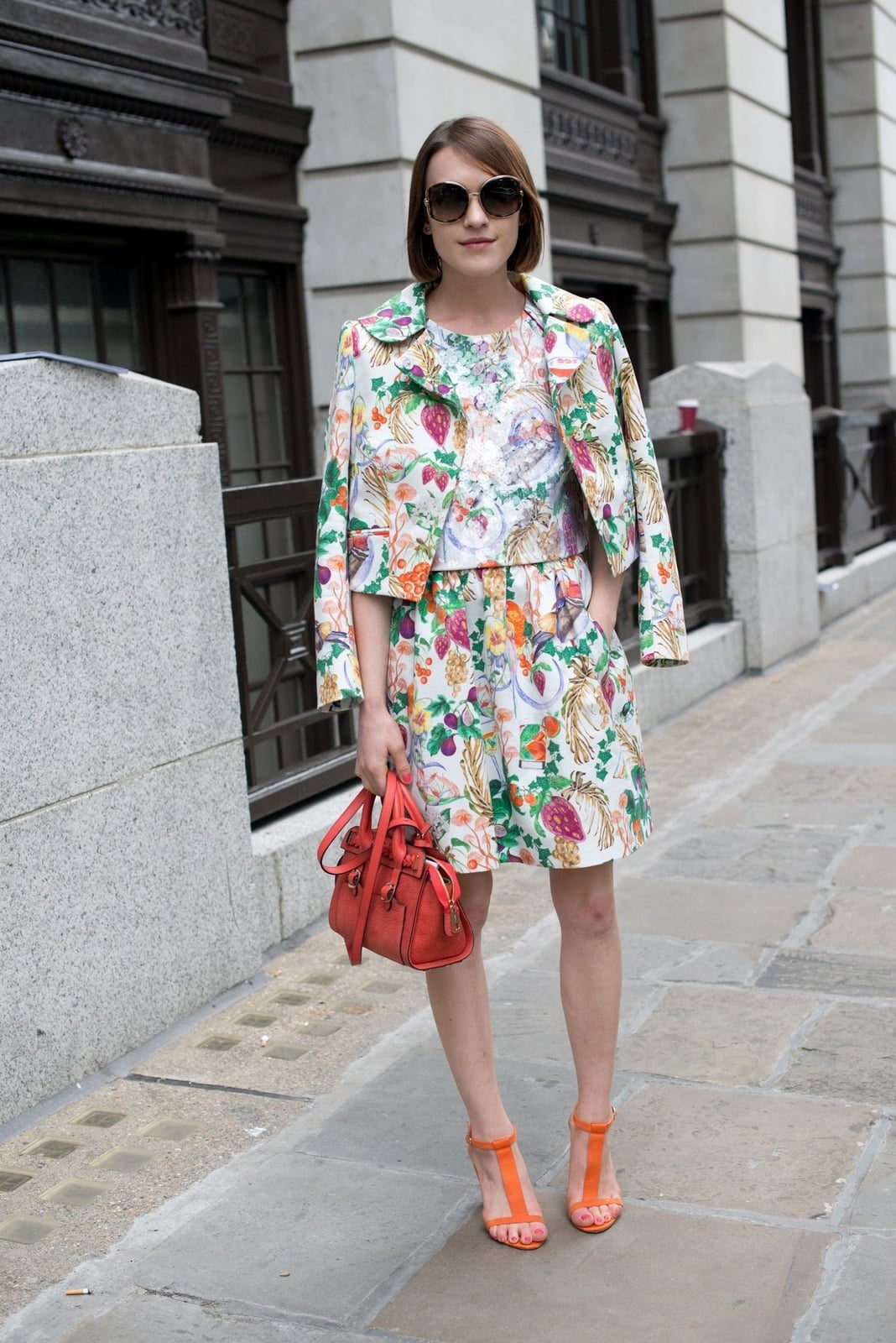 Printed Dress With Matching Cropped Jacket Printed Dress With Matching Cropped Jacket — Trendy Layering Outfits
