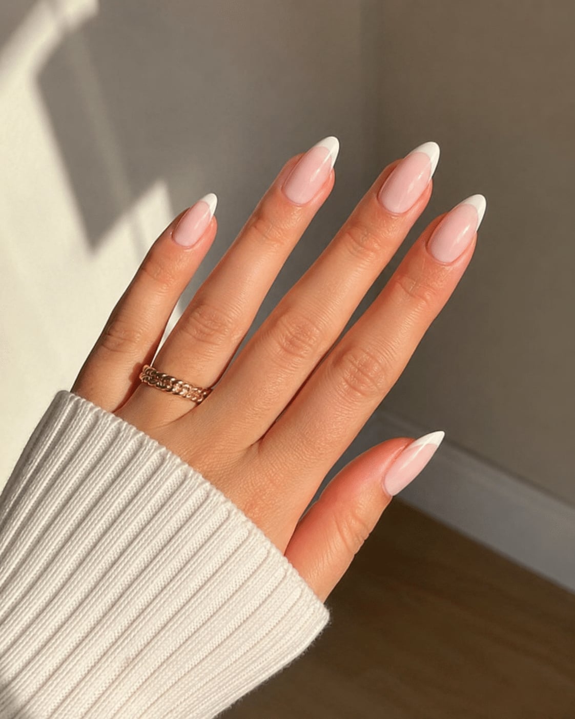 Classic French Pink Nude Long Almond Nails Classic French Pink Nude Long Almond Nails — Trendy Long Nails