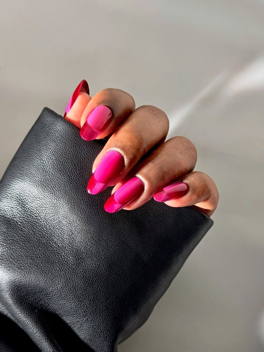 Pink To Fuchsia Gradient Glossy Long Oval Nails Pink To Fuchsia Gradient Glossy Long Oval Nails — Trendy Long Nails