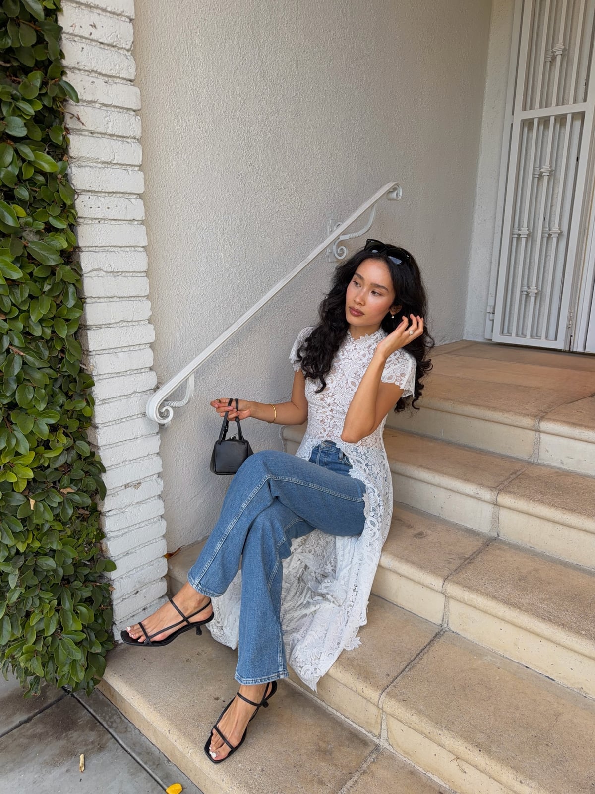 Lace Maxi Dress Over Jeans Lace Maxi Dress Over Jeans — Trendy Los Angeles Outfits