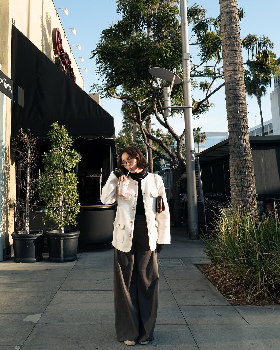 Tweed Jacket Over Turtleneck with Trousers Tweed Jacket Over Turtleneck with Trousers — Trendy Los Angeles Outfits