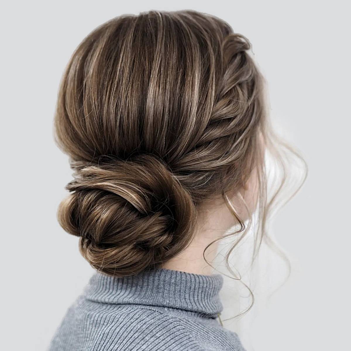 Low Bun With Braided Detail — Trendy Messy Bun Updo