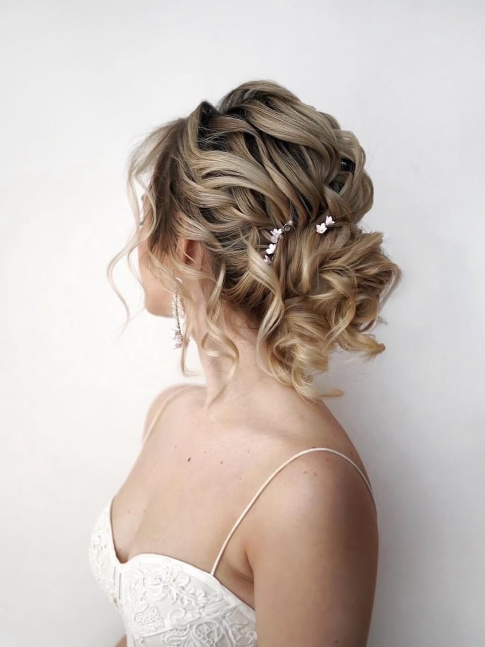 Messy Bun Updo With Voluminous Curls, Mid-Back — Trendy Messy Bun Updo