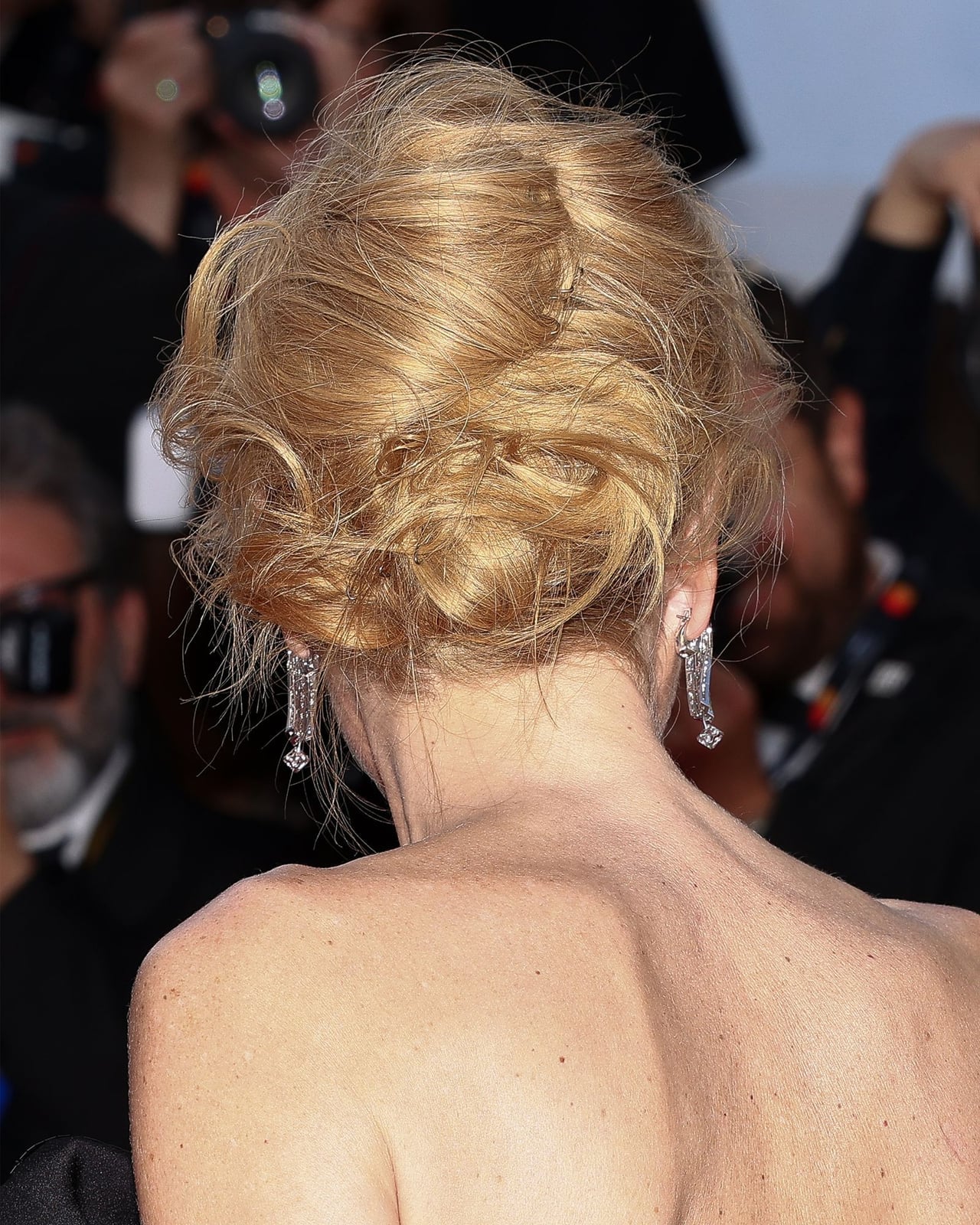Messy Bun Updo With Loose Wisps — Trendy Messy Bun Updo