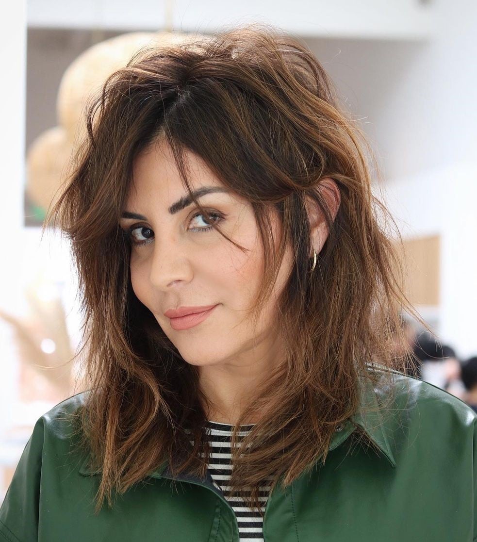 Shoulder Length Shag With Choppy Bangs — Trendy Messy Hair